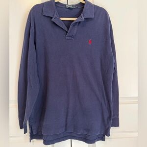 Polo by Ralph Lauren Long Sleeve Collared Shirt Men’s Large Navy Blue Red Polo